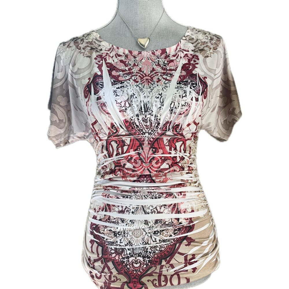 BCX Vintage Dolman Sleeve Ruched Top Size Medium